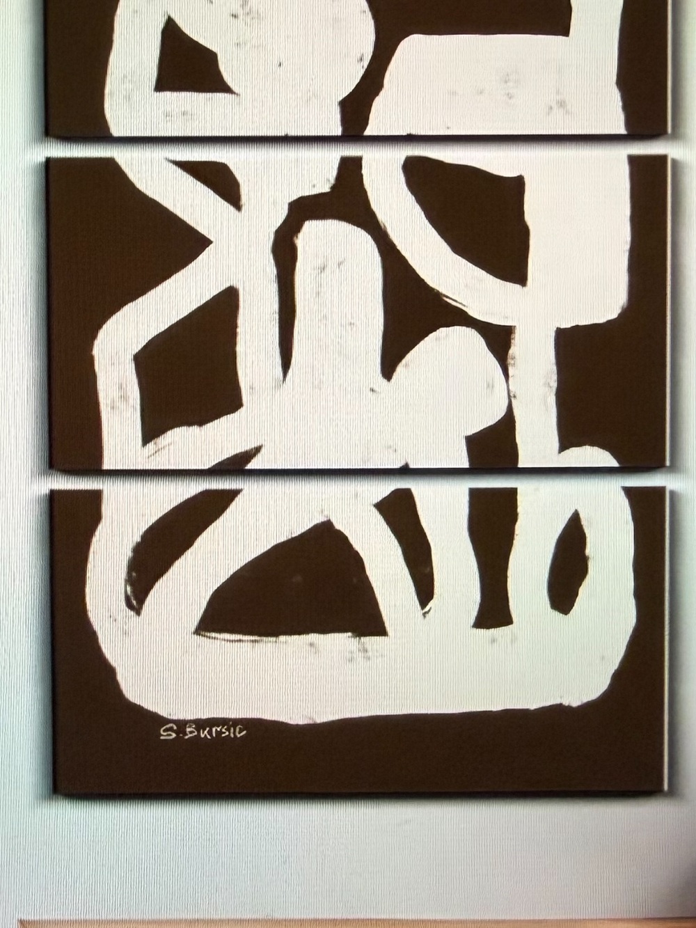 Abstract Trio Canvas Wall Art in White on Brown by